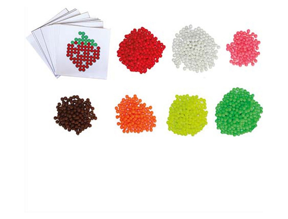 Pack aqua sodertex perles aqua'fruits + 10 mod les - 3  x 3 mm - 1500 pcs - 7 coloris assortis