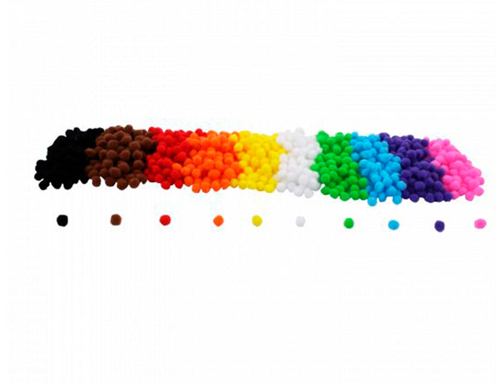 Pack mini pompons sodertex colores - 1 cm - 1000 pcs -   10 coloris assortis