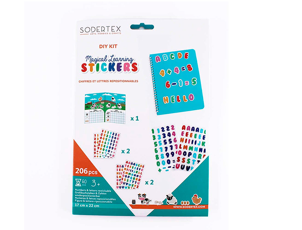 Pack de 206 lettres & chiffres magiques             repositionnables sode et      lavables 18 x 27,8 cm - 1 pc