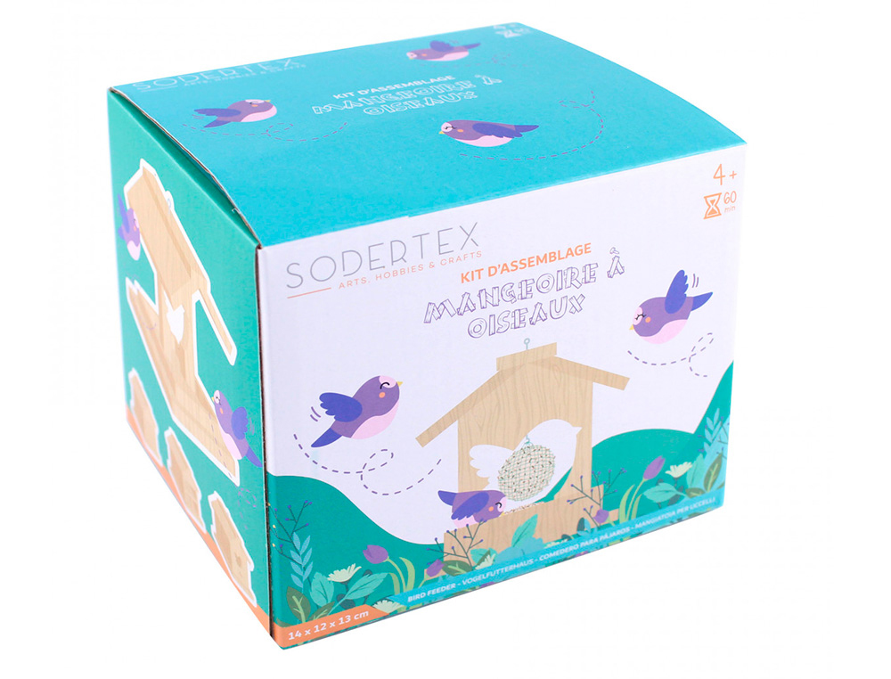 Kit mangeoire en bois + colle - 12 x 14,5 x 11,5 cm - 1 pc  - 1 color