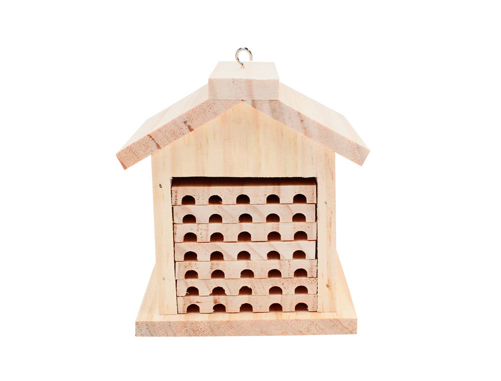 Kit hotel abeille solitaire en bois + colle - 20 x 22 x   22 cm - 1 pc - 1 coloris