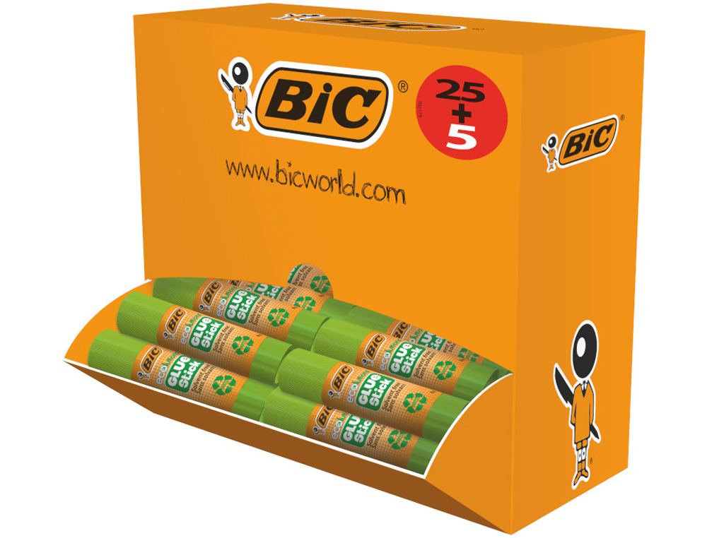 Colle bic  ecolutions  glue stick - lavable - colle le    papier et le carton -tube de  8 gr boite de 30