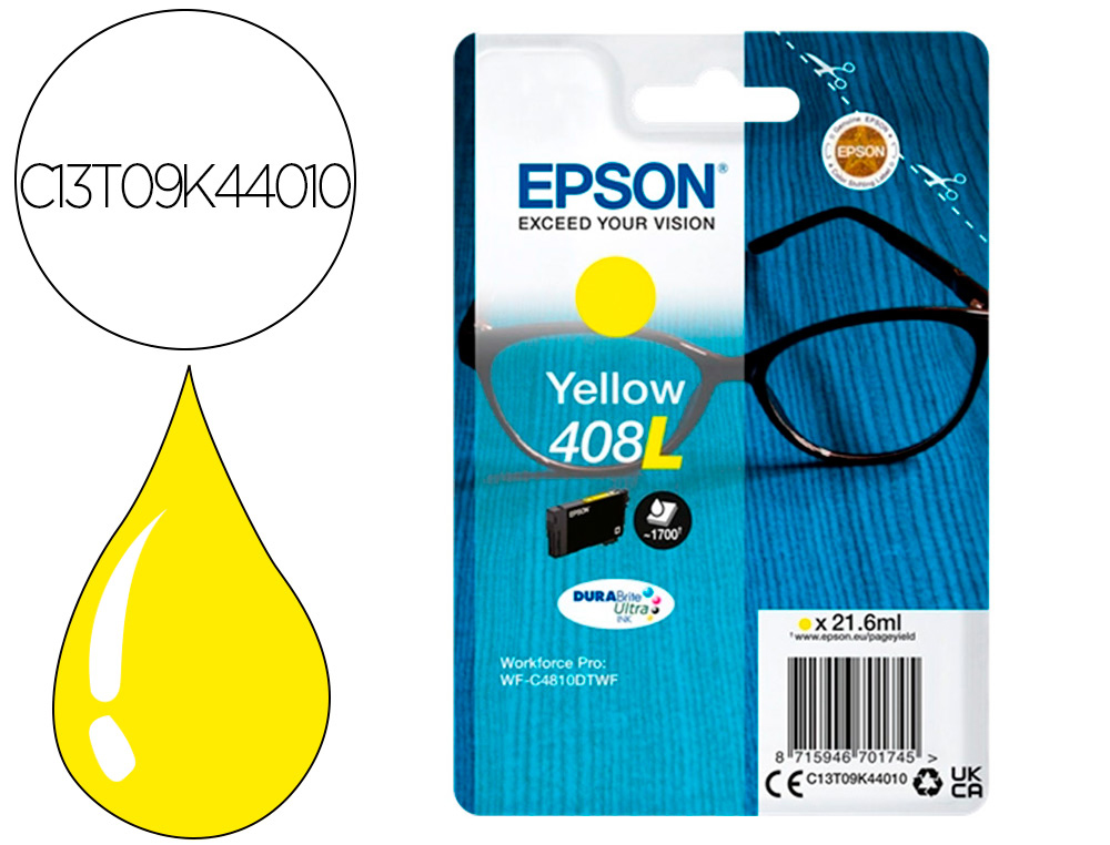 Cartouche d'encre original epson 408xl 1700 p jaune