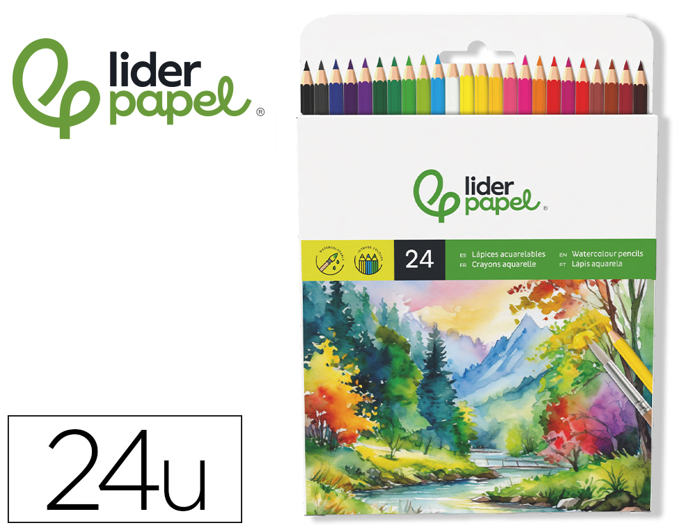 Crayon couleur liderpapel aquarellable coloris assortis  tui carton 24 unit s