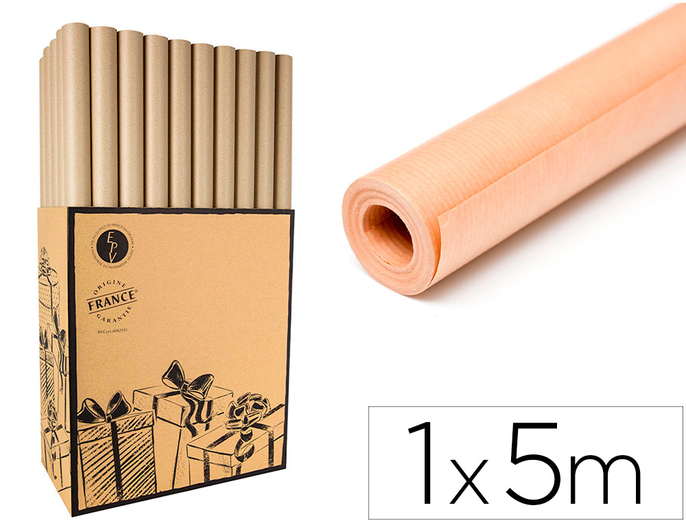 Rouleaux kraft veritable brun 1x5 m  recycle 100%