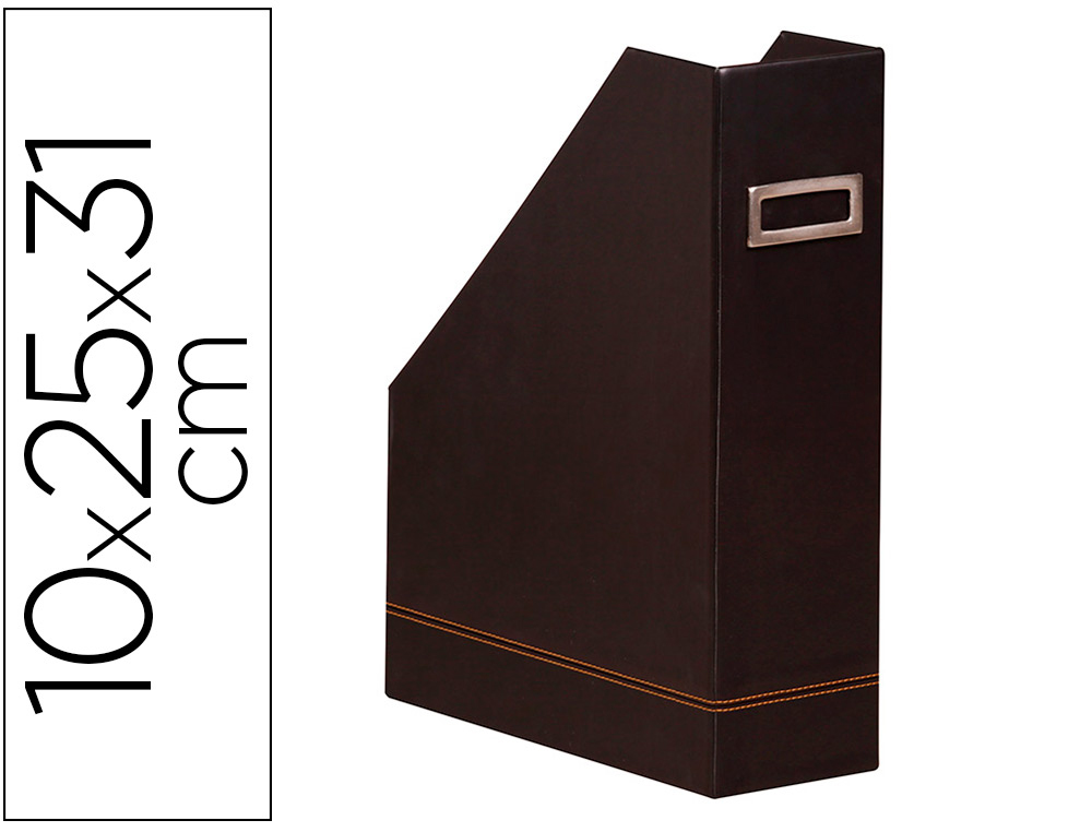 Porte-revues rhodiarama simil cuir noir velout  10x25x31 cm