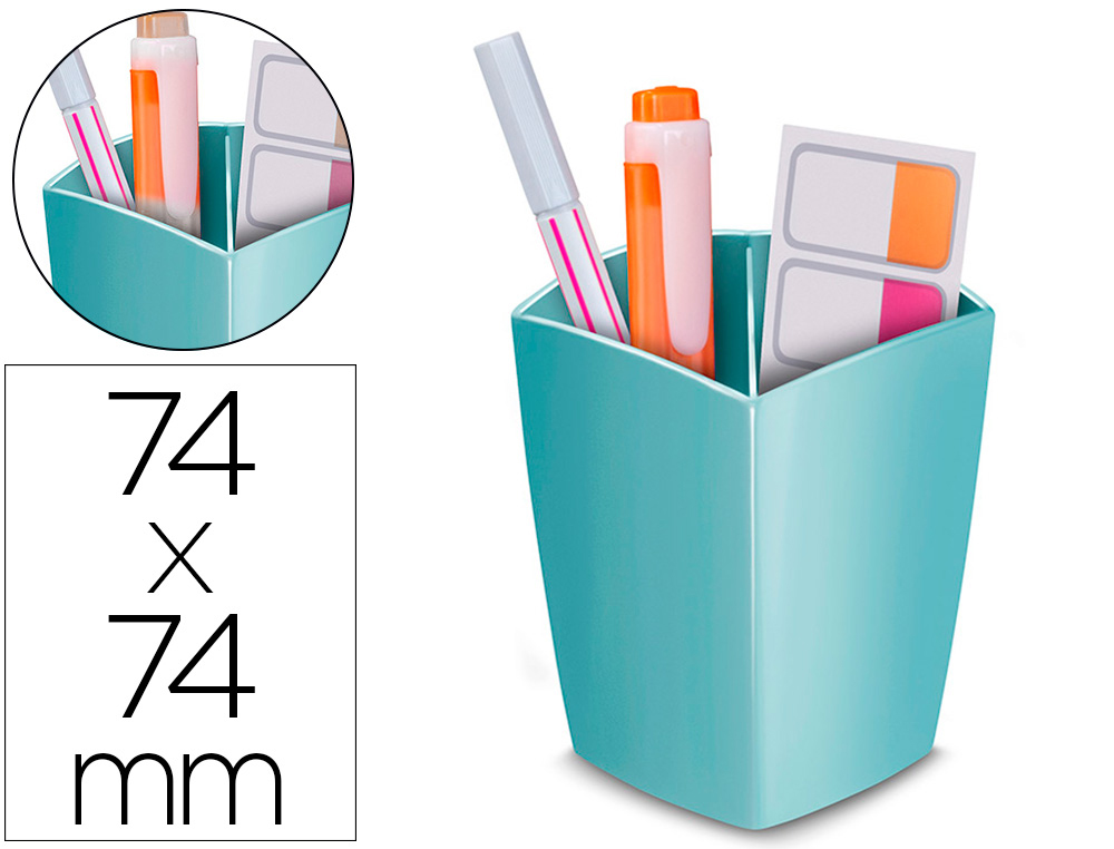 Pot   crayons cep riviera 2 compartiments 32 crayons      74x74x95 mm vert d'eau