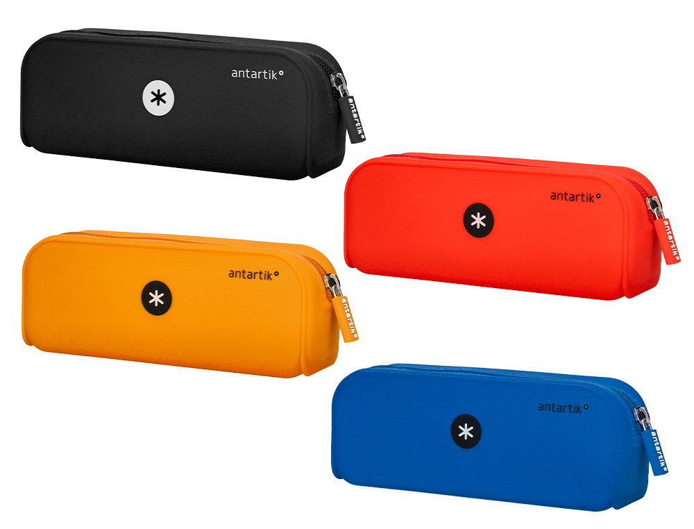 Trousse antartik rectangulaire 1 compartiment  silicone soft touch coloris   intenses assortis