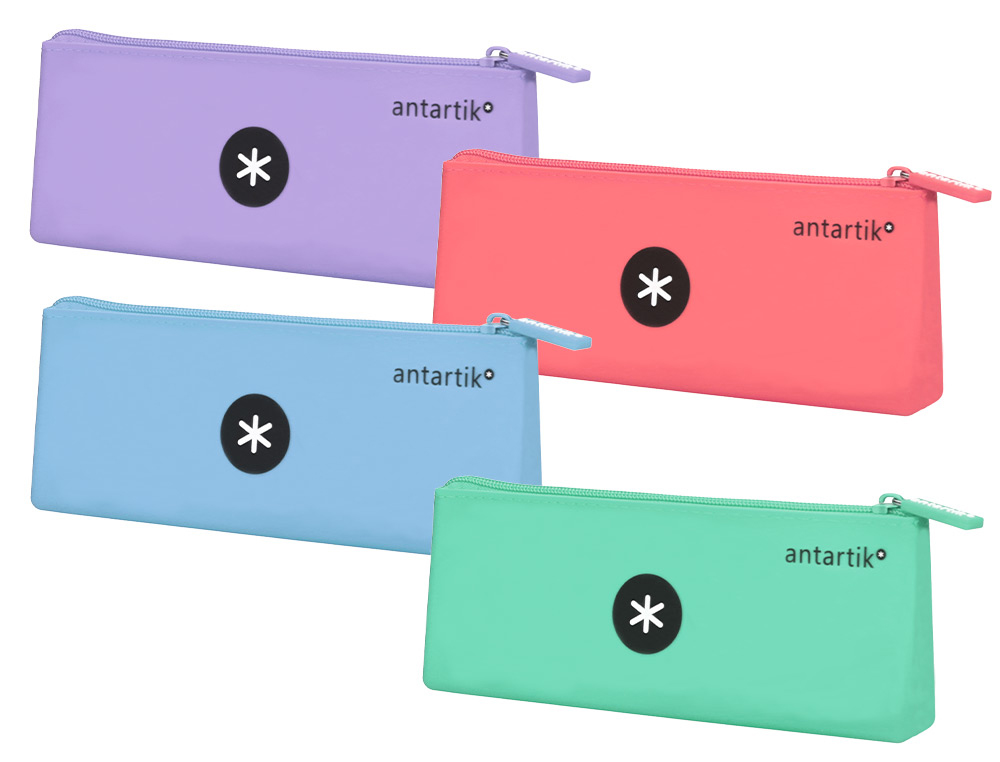 Trousse antartik triangulaire 1 compartiment silicone soft  touch coloris pastels         assortis