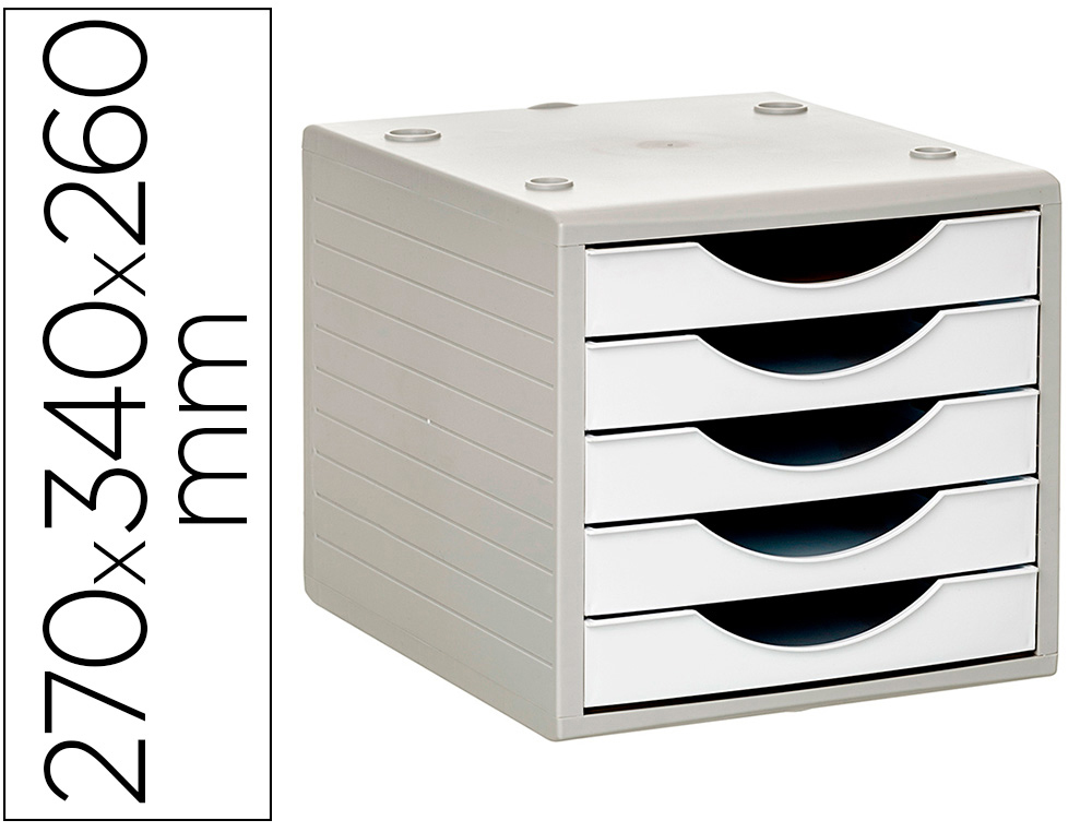 Module de classement archivo 2000 5 tiroirs coloris blanc  opaque 270x340x260mm