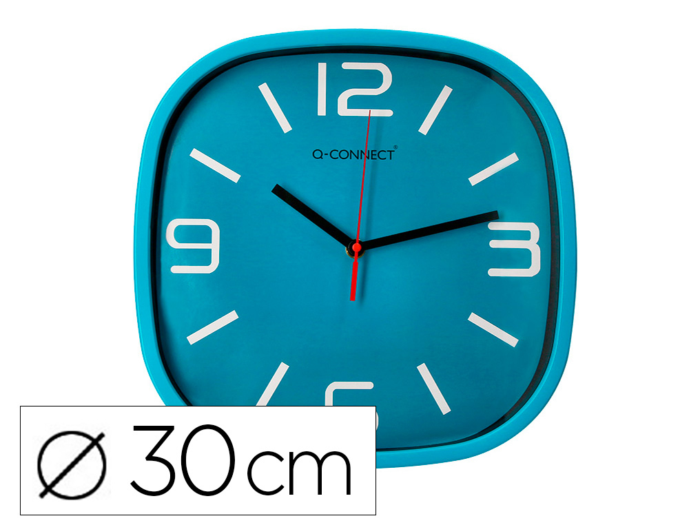 Horloge q-connect murale plastique mouvement           silencieux diametre  30 cm    coloris bleu