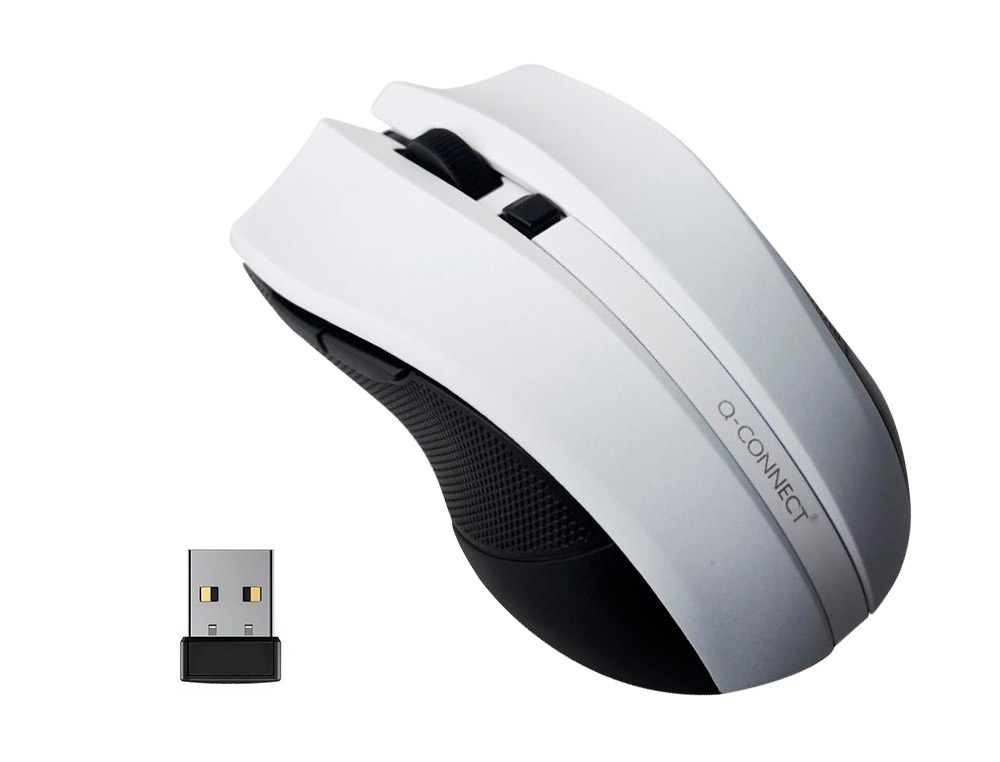 Souris q-connect sans fil optique 1000dpi recepteur usb 2,4ghz coloris blanc