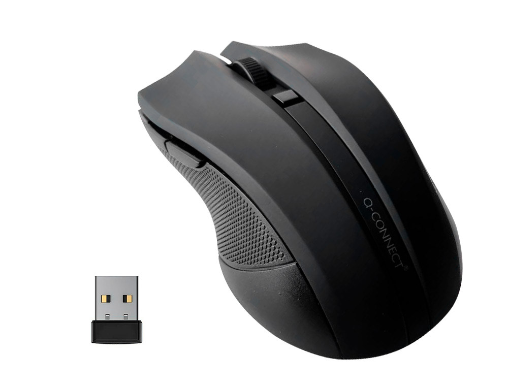 Souris q-connect sans fil optique 1000dpi recepteur usb 2,4ghz coloris noir