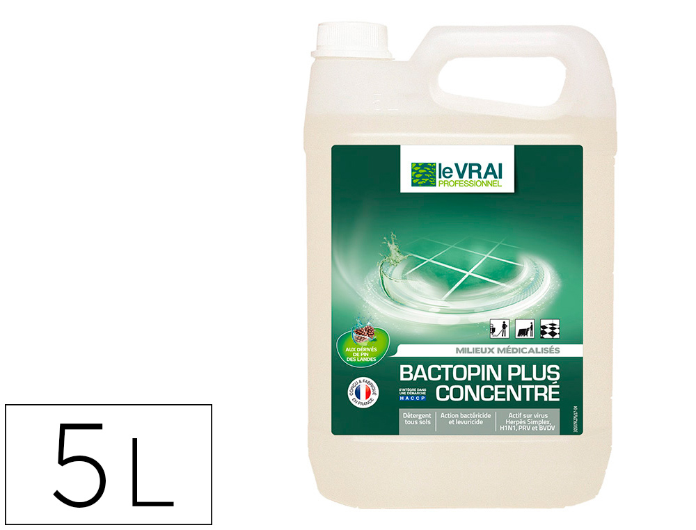 Detergent desinfectant le vrai professionnel bactopin   tous types de surfaces        collectivites milieux