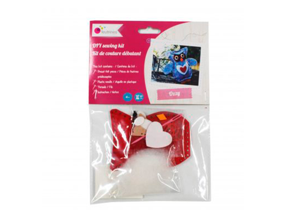 Kit feutrine sodertex hibou ozzy a fabriquer 1 sachet     individuelle 2mm rouge