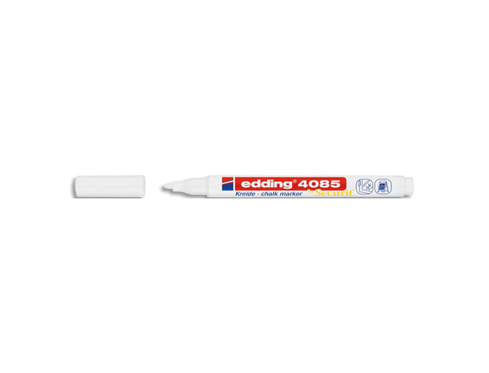 Marqueur craie edding 4085 liquide pointe ogive largeur  de trait 1-2mm 14,6g coloris  blanc