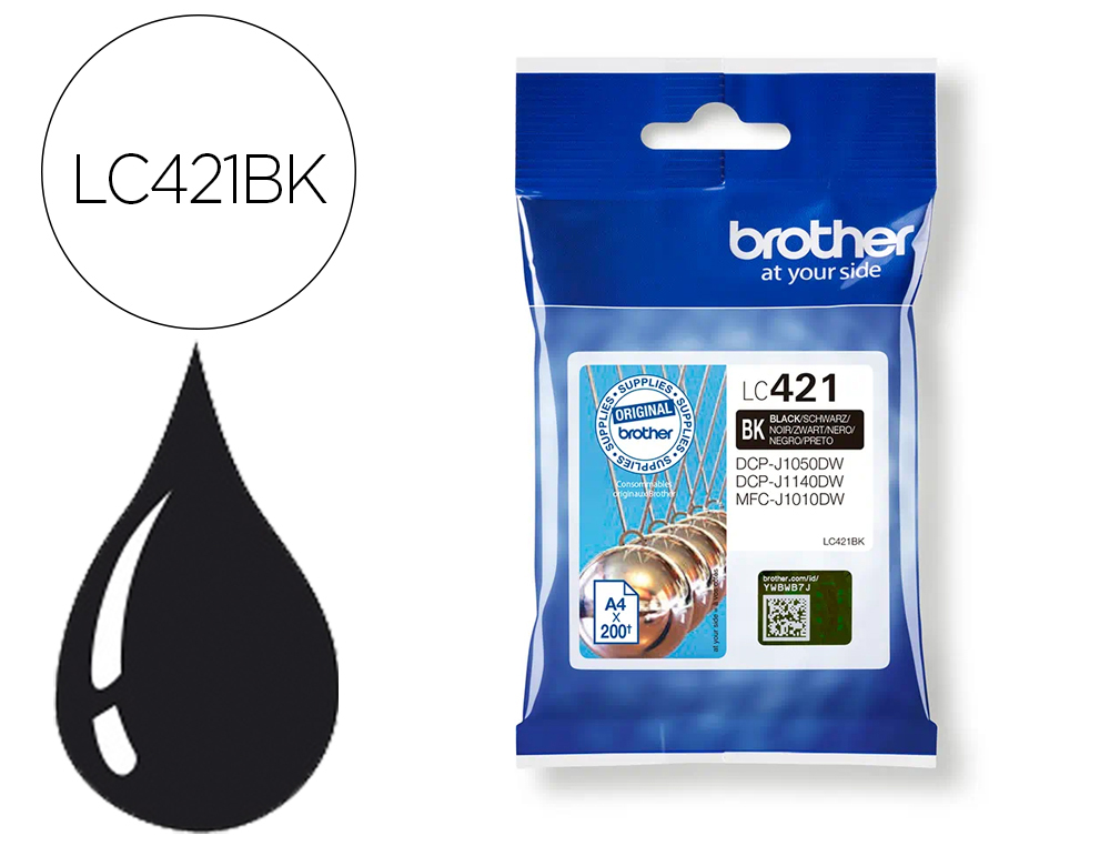 Cartouche d'encre original brother lc421bk 200 p noir