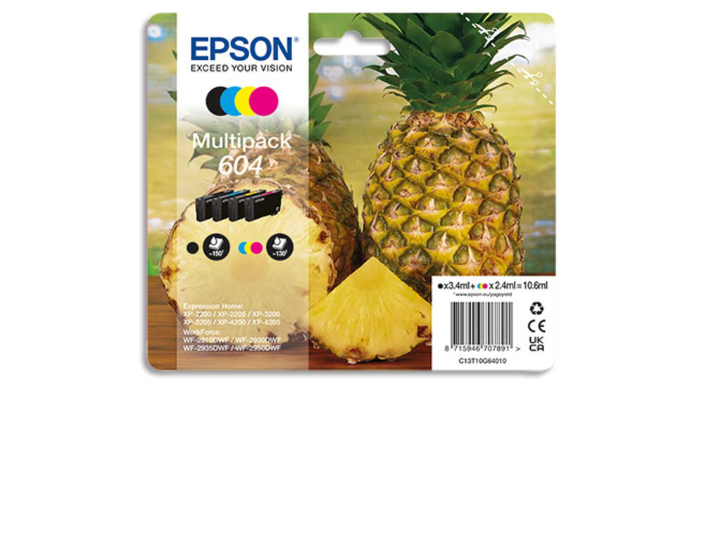 Cartouche d'encre original epson 604 150 p noir/cyan/magenta/jaune pack 4 couleur
