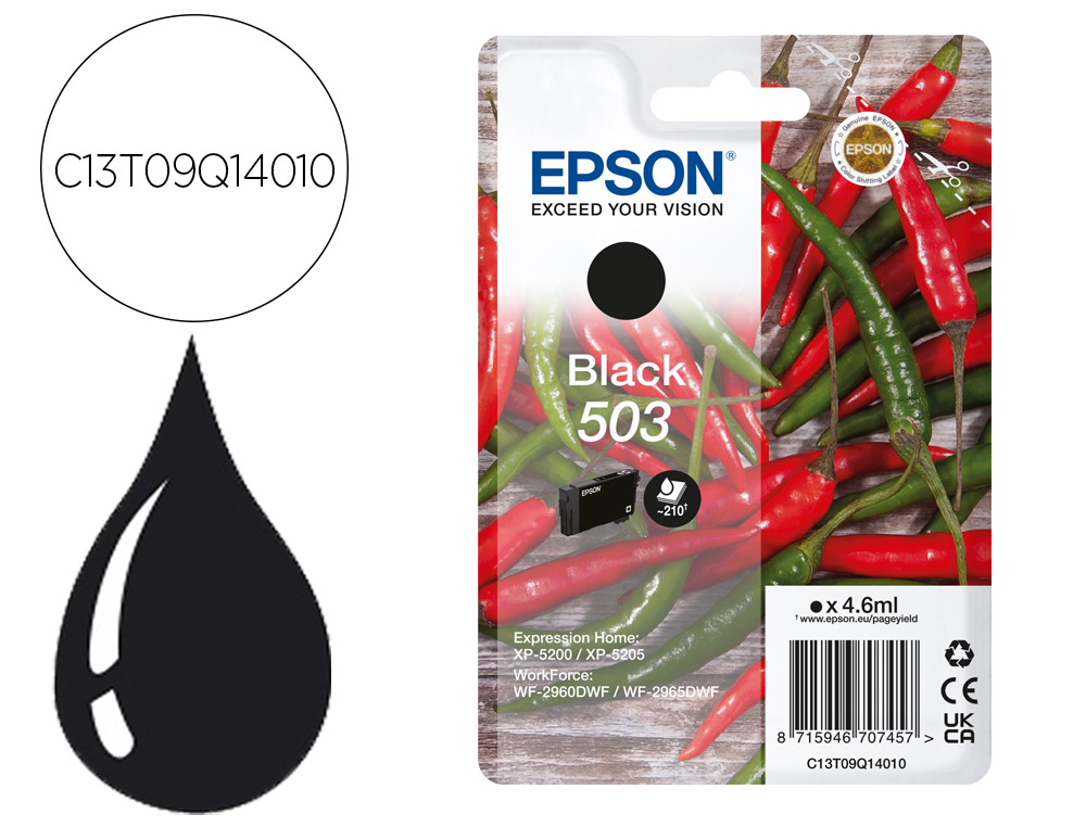 Cartouche d'encre original epson 503 210 p noir