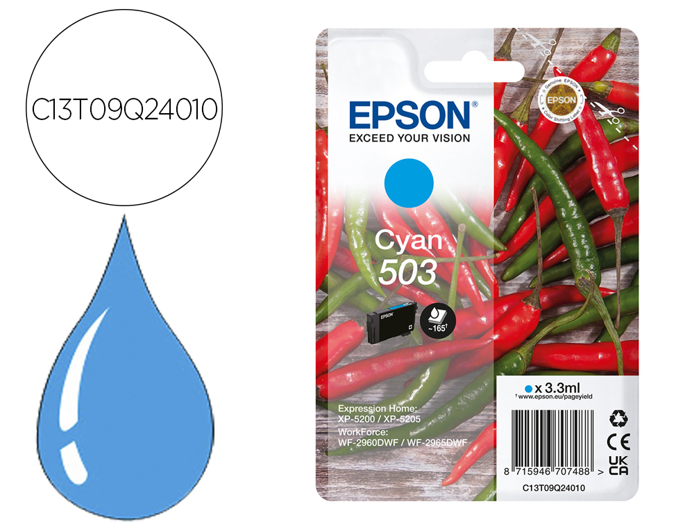 Cartouche d'encre original epson 503 165 p cyan