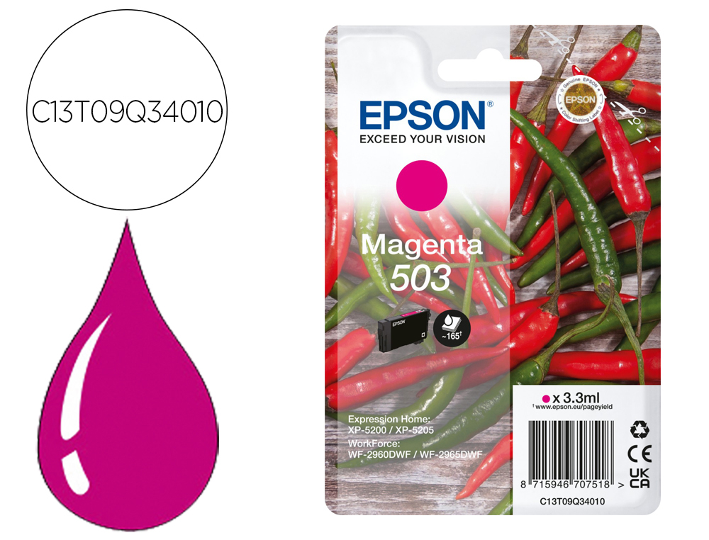 Cartouche d'encre original epson 503 165 p magenta