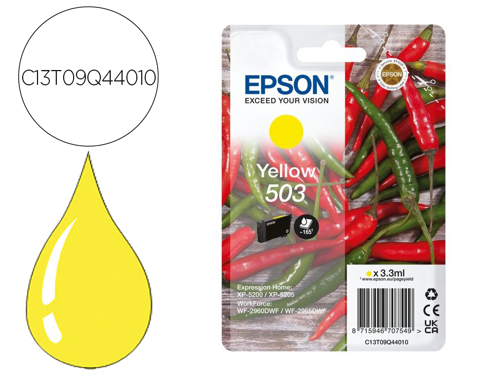 Cartouche d'encre original epson 503 165 p jaune
