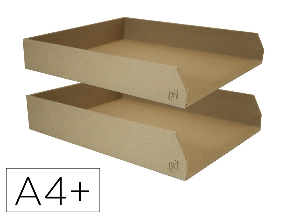 Corbeilles a courrier savana oxford empilables a4+ carton  recycle lot de 2