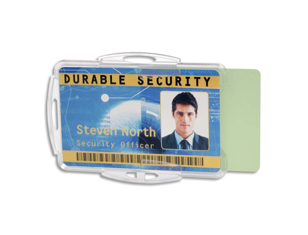 Porte-badge durable sans attache polystyrene ferme     pour 2 cartes 54x85mm coloris transparent boite 10 unites