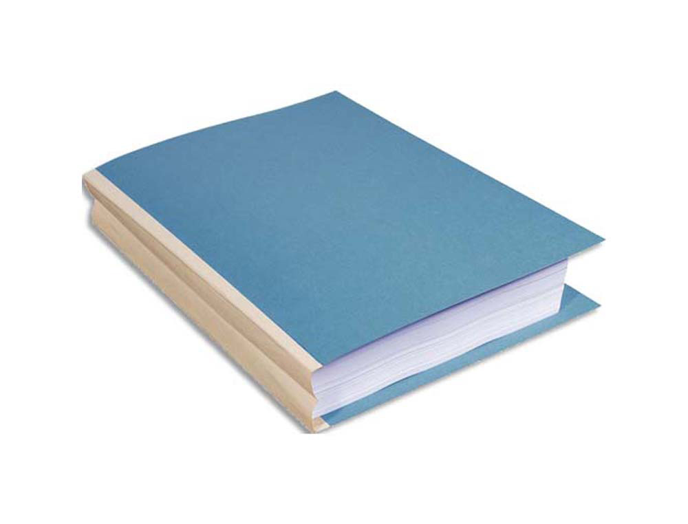 Chemise exacompta carte 240x320mm 320g documents a4 210x297mm soufflet dos toile 30mm coloris bleu paquet 25 unites