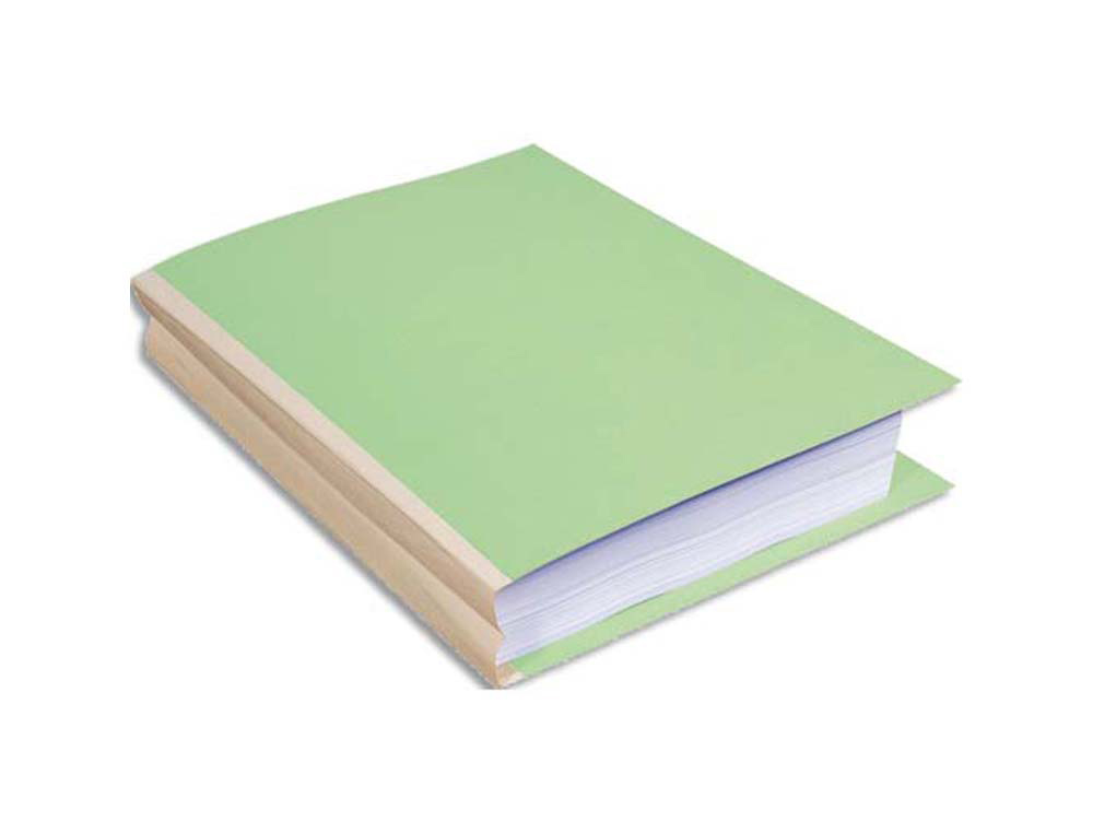 Chemise exacompta carte 240x320mm 320g documents a4 210x297mm soufflet dos toile 30mm coloris vert paquet 25 unites