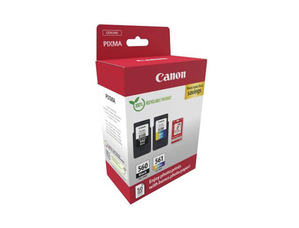 Cartouche d'encre original canon pg-560/cl-561 180 p noir/cyan/magenta/jaune pack 2 couleur