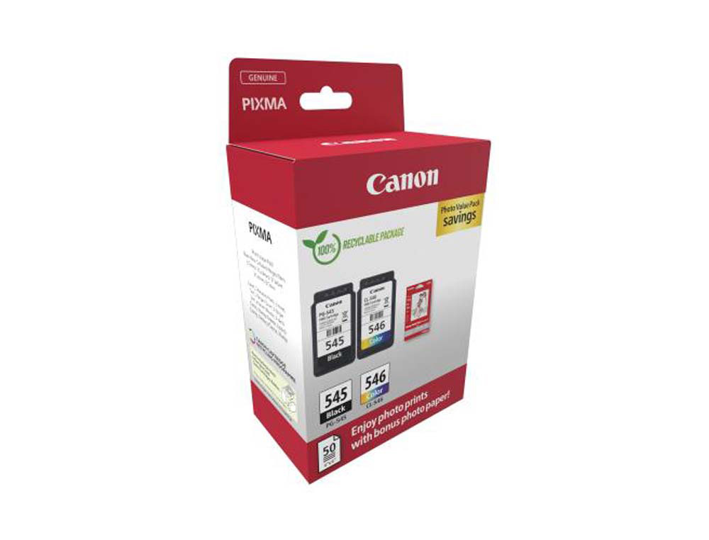 Cartouche d'encre original canon pg-545/cl-546 180 p noir/cyan/magenta/jaune pack 2 couleur