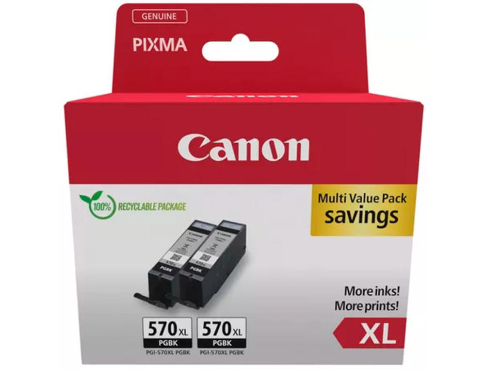 Cartouche d'encre original canon pgi-570xl 700 p noir pack de 2