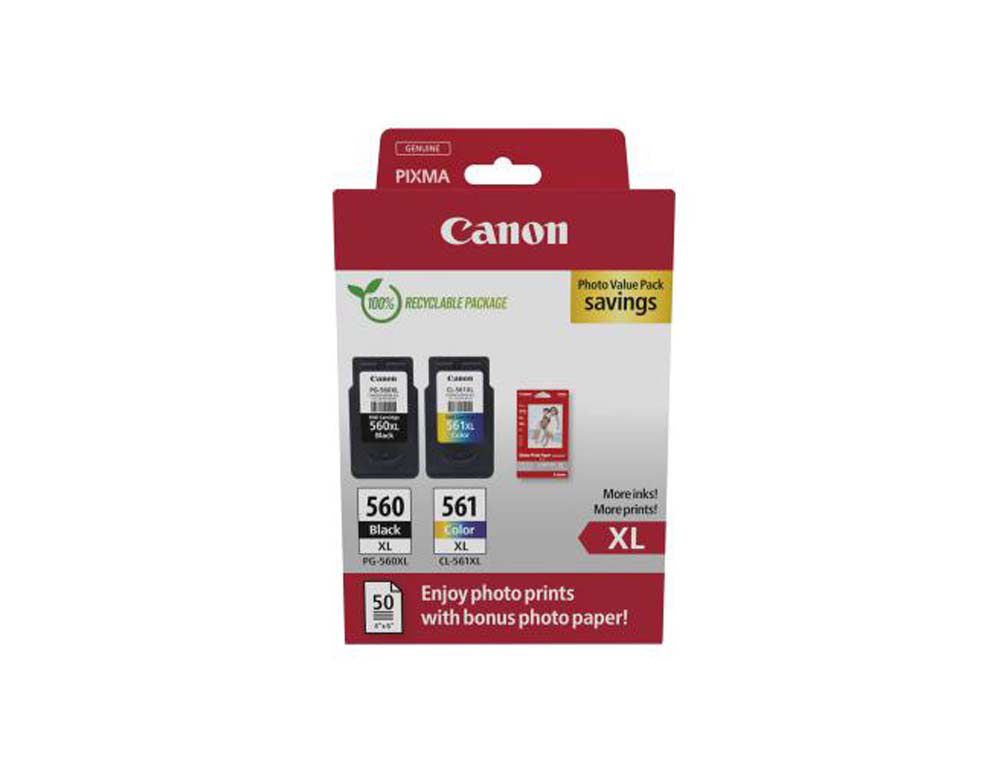 Cartouche d'encre original canon pg-560xl/cl-561xl noir/cyan/magenta/jaune pack 2 couleur
