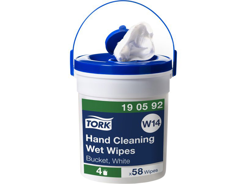 Lingette tork w14 humide nettoyage mains sans parfum   blanc  1 seau 58 lingettes