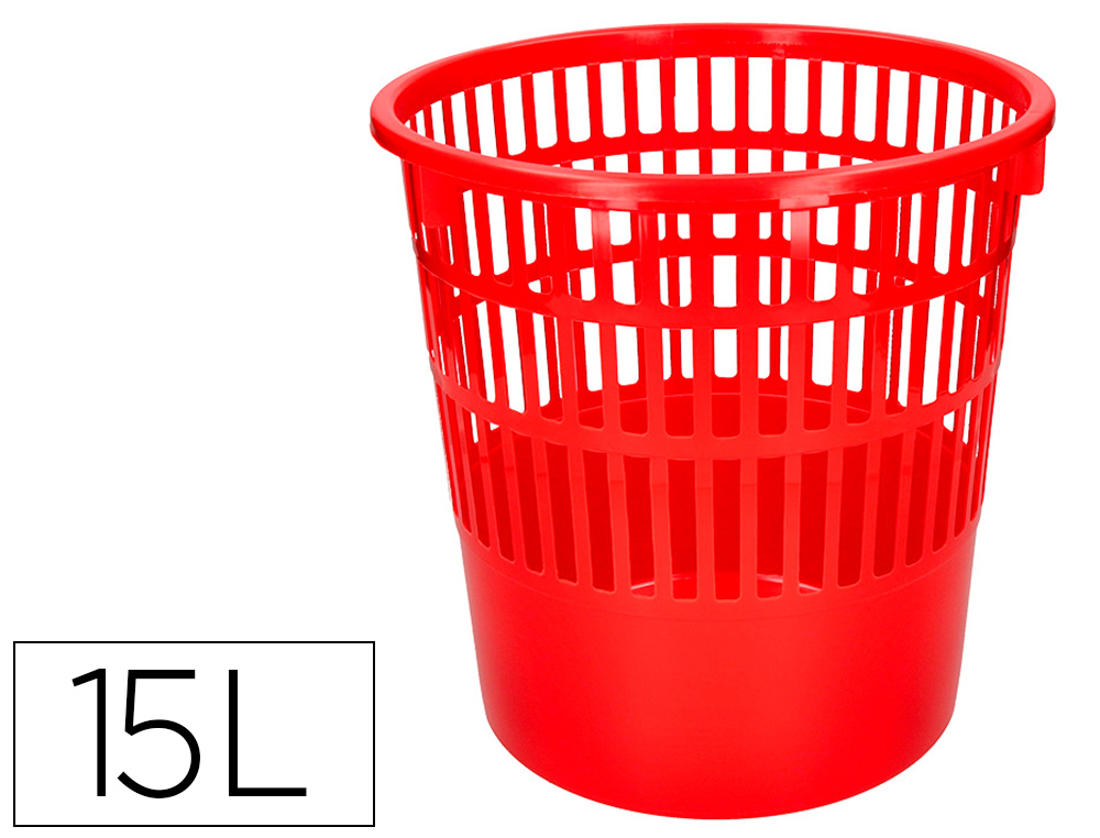 Corbeille papier q-connect ajouree plastique 15l         285x290mm coloris rouge