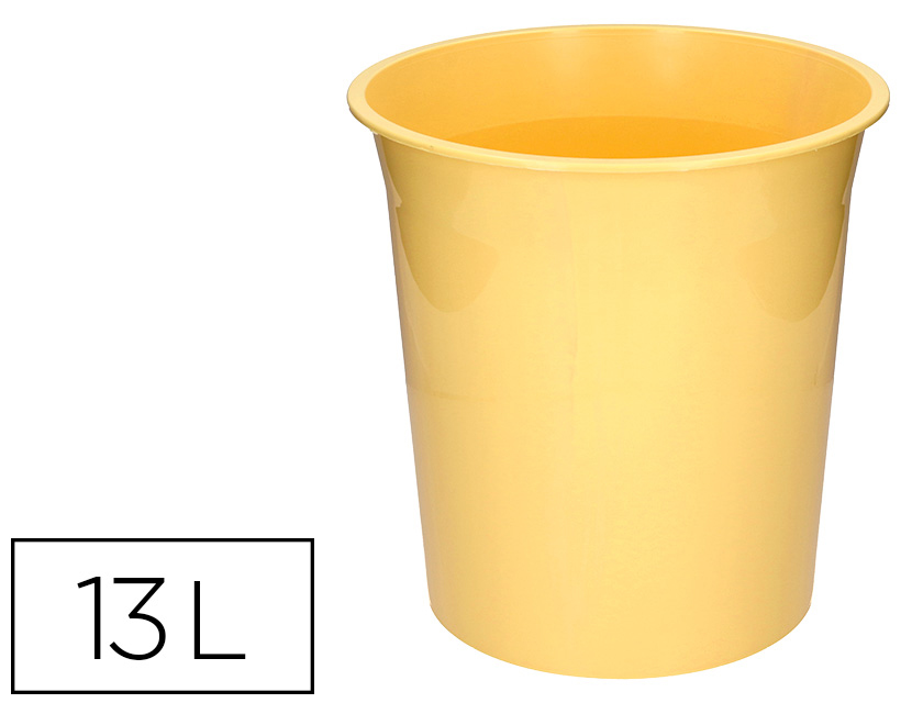 Corbeille papier q-connect plastique opaque 13l          275x285mm coloris jaune       pastel