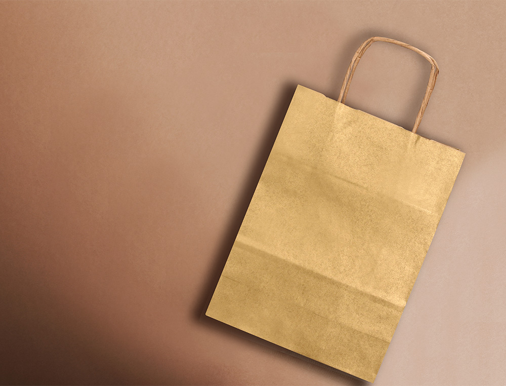 Sac papier q-connect kraft lisse xs anse torsadee        180x240x80mm coloris or – Image 8