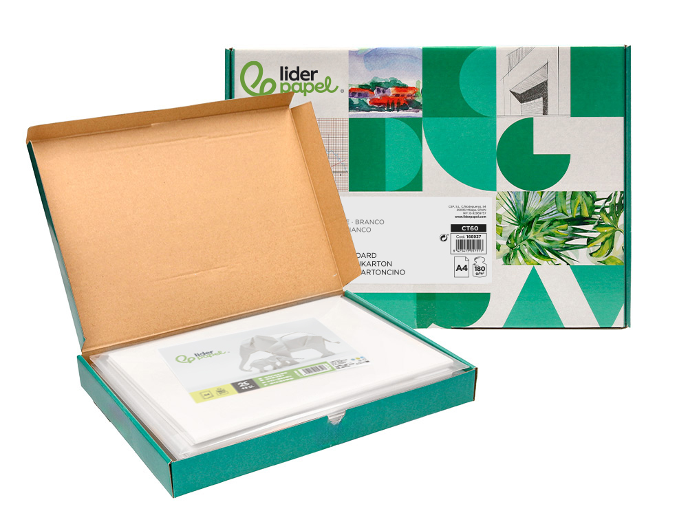Papier cartonne liderpapel a4 180gr coloris blanc paquet    25+5 feuilles
