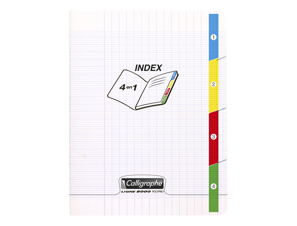 Cahier pique clairefontaine calligraphe 8000 polypro 4    index 240x320mm 96 pages 90g  reglure seyes coloris