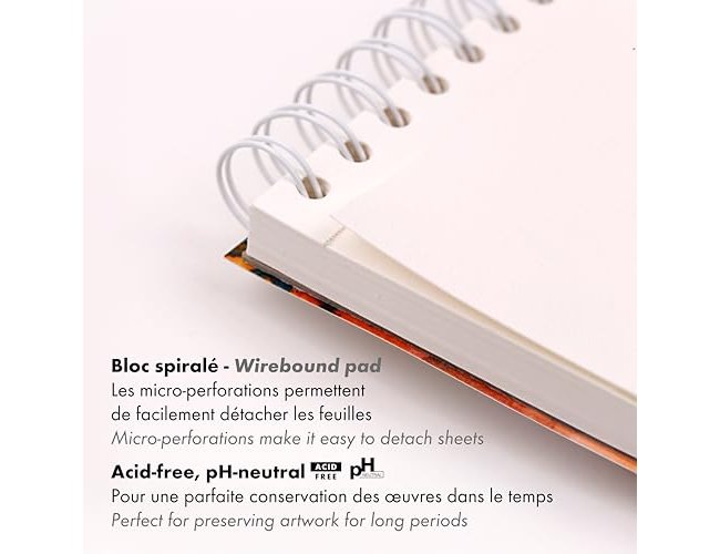Bloc clairefontaine aquapad reliure integrale a5+ 25      feuilles 300g grain moyen     coloris blanc