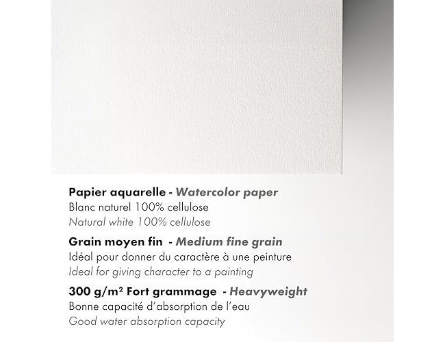 Bloc clairefontaine aquapad reliure integrale a5+ 25      feuilles 300g grain moyen     coloris blanc – Image 2