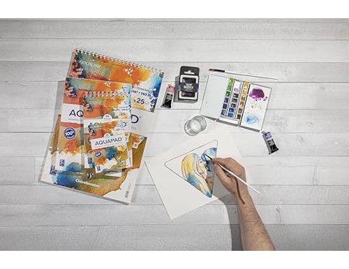 Bloc clairefontaine aquapad reliure integrale a5+ 25      feuilles 300g grain moyen     coloris blanc – Image 4