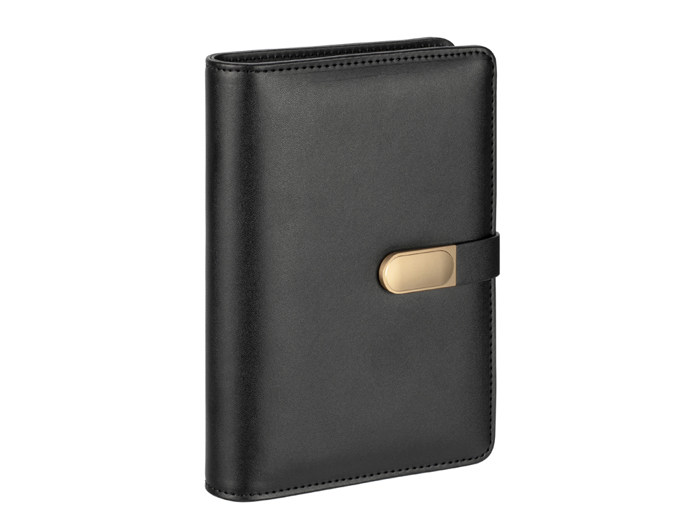 Budget planner viquel a5 pu 190x130x30mm fermeture        aimantee coloris noir