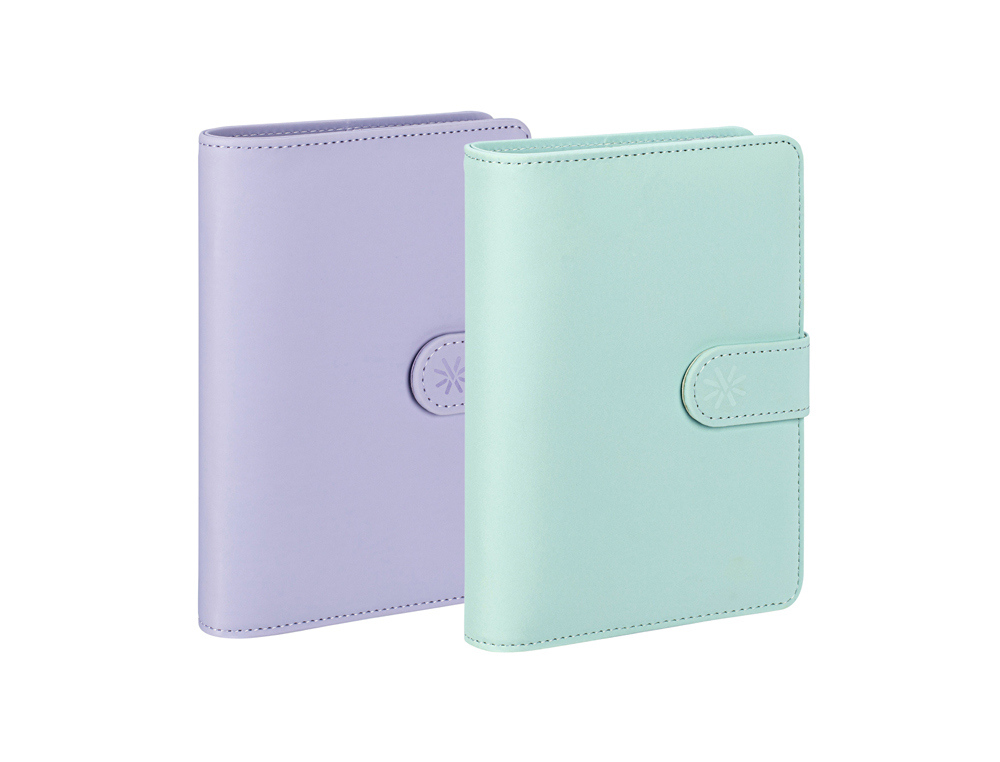Budget planner viquel a5 pu 190x130x30mm fermeture        aimantee coloris assortis     aleatoire parme ou turquoise