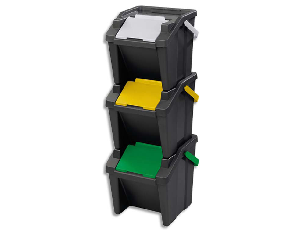 Poubelle cep tri selectif tower 30l kit 3 unites