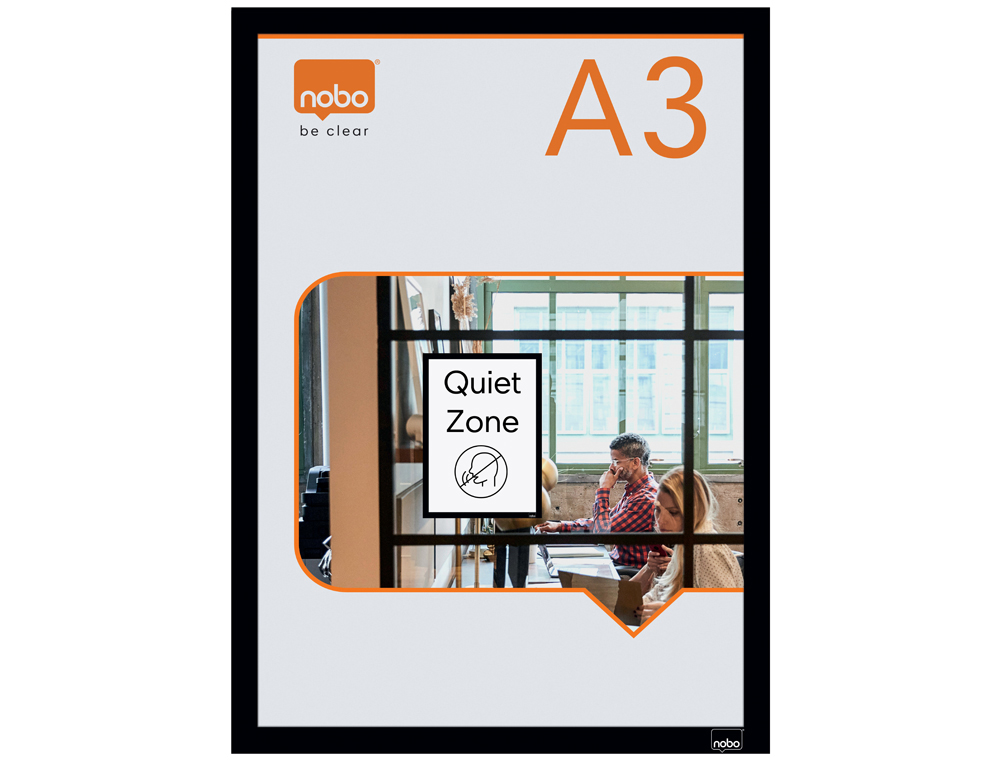Porte-affiche nobo magnetique autocollant a3 cadre coloris  noir