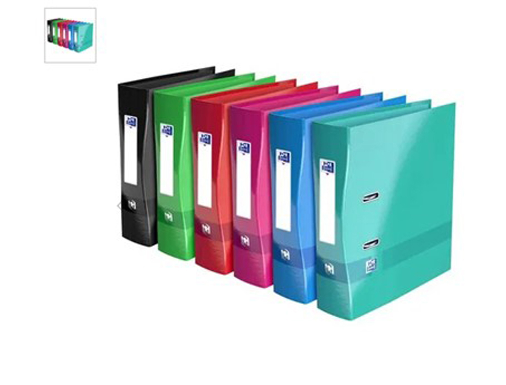 Classeur levier oxford color life a4+ 2 anneaux en d dos   80mm ergonomique coloris      pastel assortis lot 10 unites
