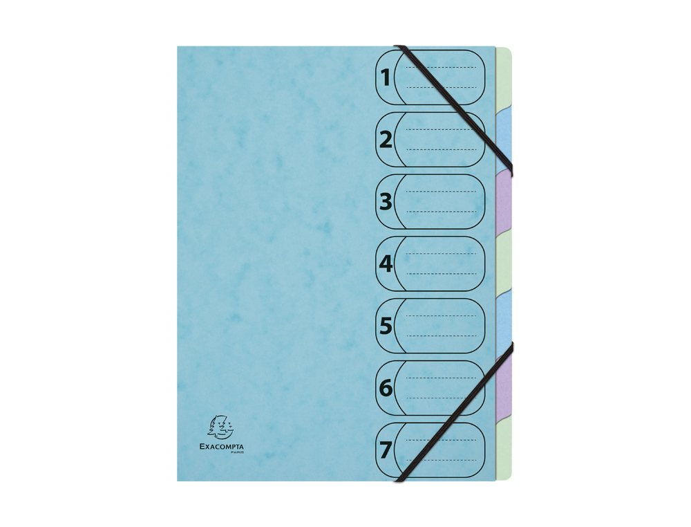 Trieur harmonika exacompta aquarel a4 7 compartiments    fermeture elastique coloris   assortis