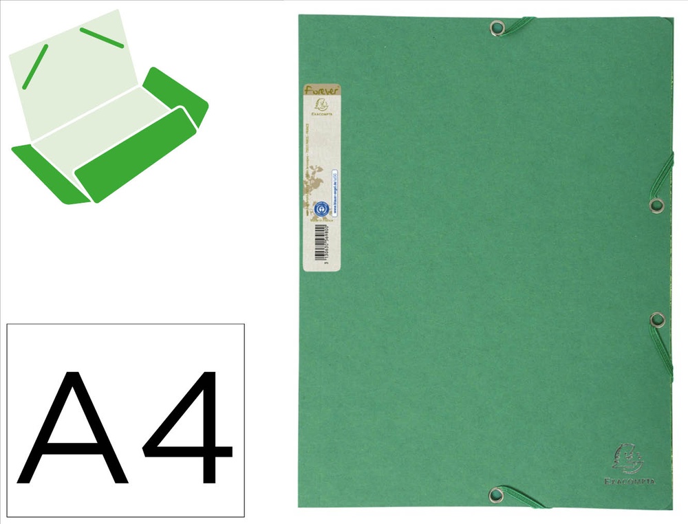 Chemise 3 rabats exacompta forever a4 carte recyclee     380gr fermeture elastique     coloris vert
